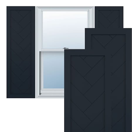 PVC Single Panel Herringbone Modern Style Fixed Mount Shutters Starless Night Blue, 18W X 33H